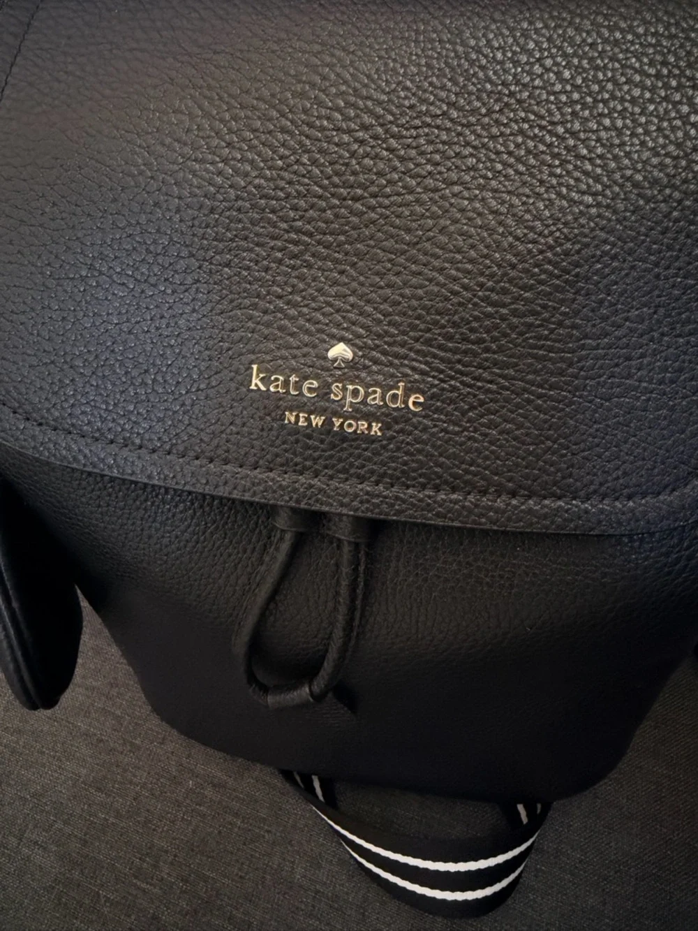 kate spade Black Pebbled Leather Rosie Medium Flap Backpack - Picture 2 of 5